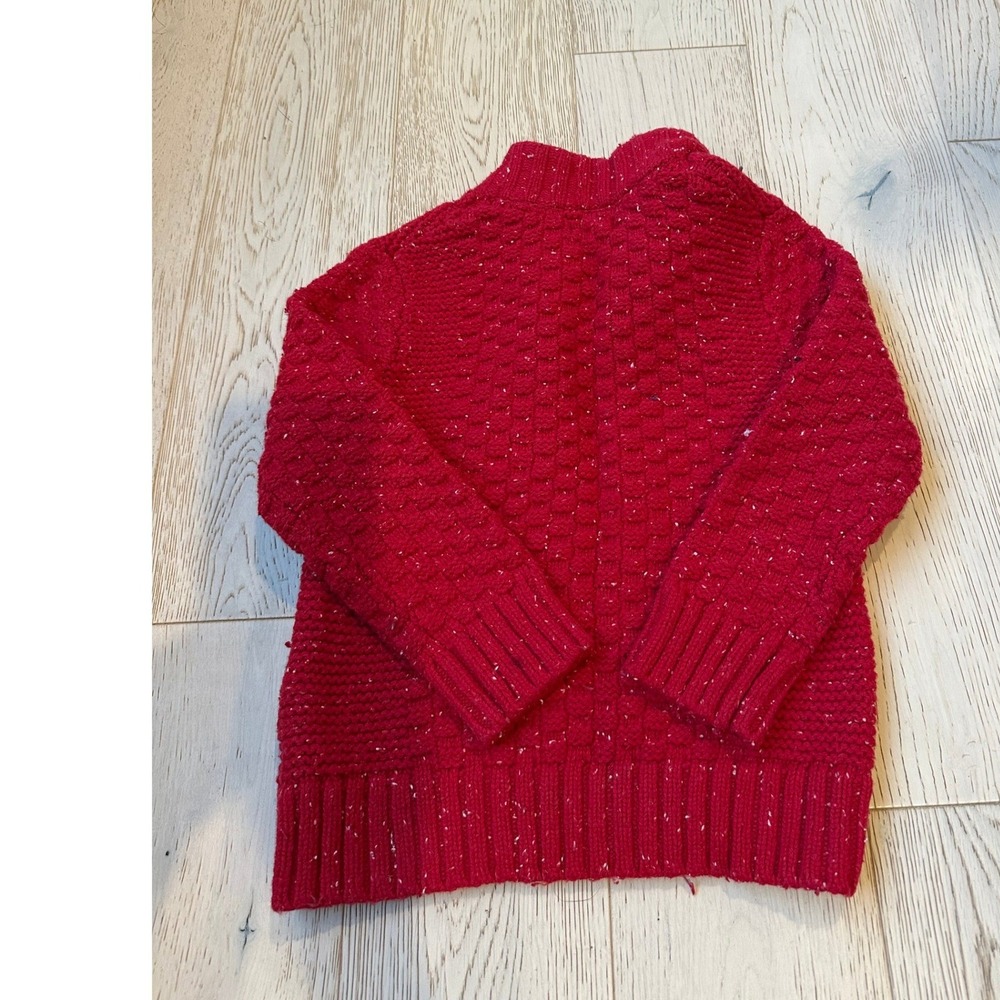 Cat & Jack Toddler Boys Red Marled Knit Sweater Mock Neck Faux Shearling 3T - Picture 3 of 3